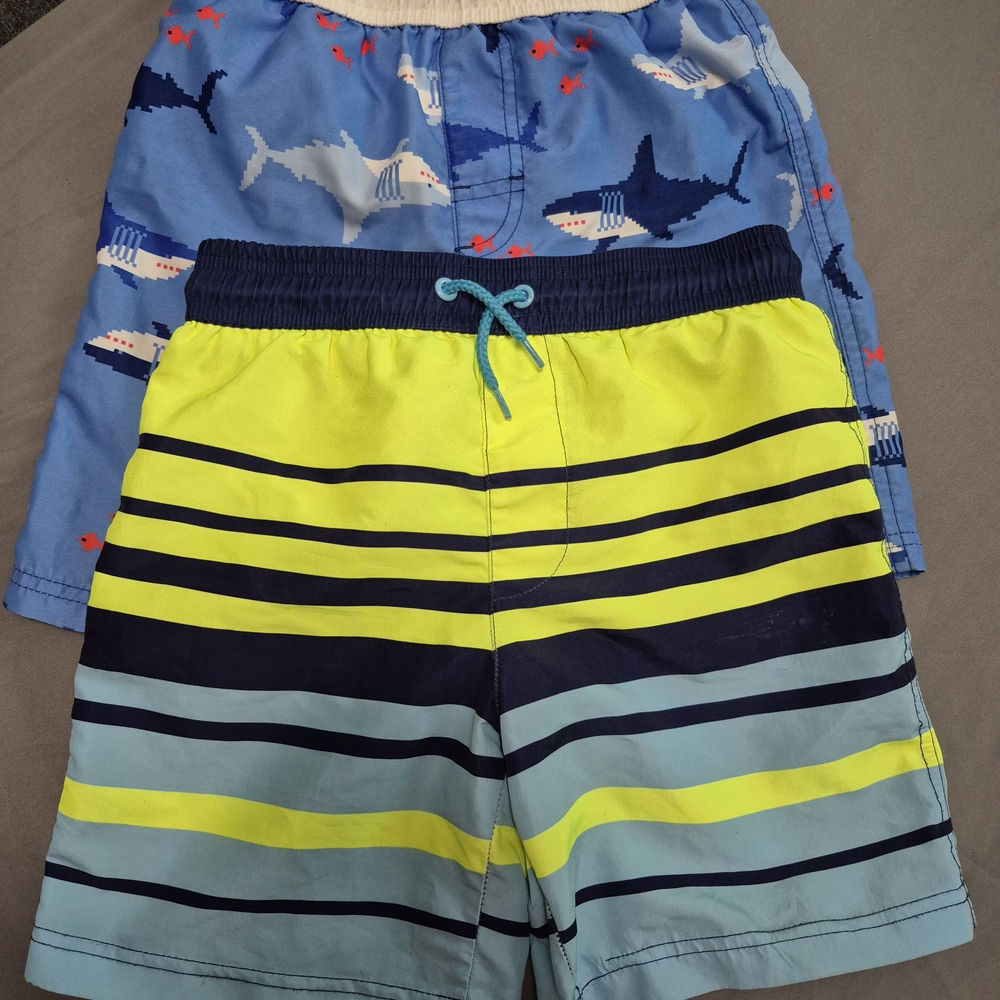 George Blue and Yellow Swim Trunks with Bold Stripes